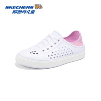 Skechers斯凯奇儿童夏季款洞洞鞋轻便踩跟舒适溯溪鞋女童舒适凉鞋 女童/黑色/白色/BKW 27.5码