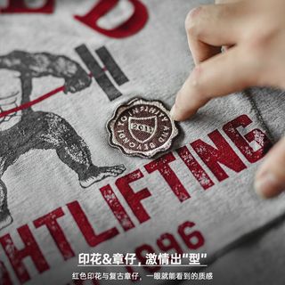 马登 MADEN工装 美式复古猩猩印花T恤双纱纯棉重磅休闲花灰色短袖男夏季 花灰色 L