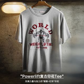 马登 MADEN工装 美式复古猩猩印花T恤双纱纯棉重磅休闲花灰色短袖男夏季 花灰色 L