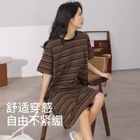 【100%纯棉】7A抑菌女士家居服短袖圆领睡裙宽松夏季可外穿
