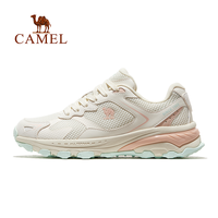 CAMEL【破晓】骆驼运动鞋女网面透气户外休闲鞋女鞋复古慢跑鞋女款鞋子 X23C097001，黑色，女款 36