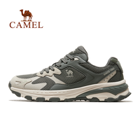 CAMEL【破晓】骆驼运动鞋女网面透气户外休闲鞋女鞋复古慢跑鞋女款鞋子 X23C097001，奶茶色，女款 37