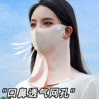 PEANOJEAN护颈无痕半遮面玻尿酸冰丝防晒口罩透气UPF500+防紫外线脸罩E391 银灰色 1个