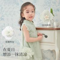 女童网纱连衣裙夏装汉服儿童国风公主裙周岁宝宝旗袍