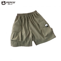 小猪班纳儿童工装短裤2024夏季男童女童休闲大口袋酷帅裤子童装 K31工装短裤绿色 150 cm