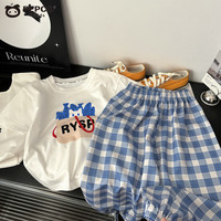 小猪班纳儿童套装中大童夏季短袖套装洋气时尚纯棉夏装男童女童两件套童装 T35斑马套装 80 cm