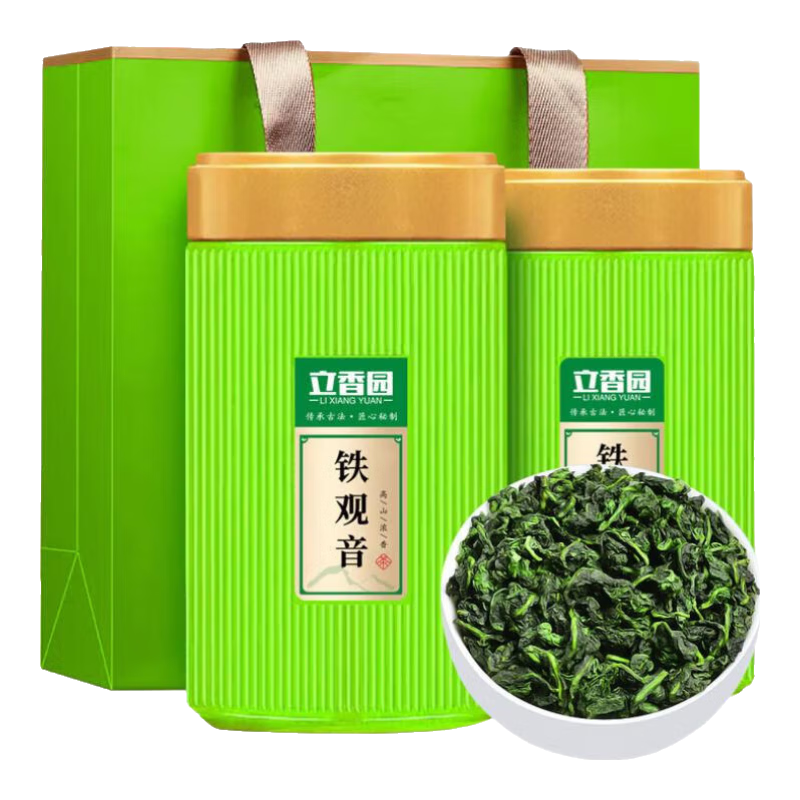 立香园安溪铁观音茶叶浓香型安溪高山原产正季新茶兰花香耐泡罐装 配礼袋