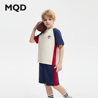 马骑顿（MQD）【上衣+裤】MQD男大童夏季学院风短袖五分裤套装 藏青 120cm