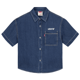 Levi's李维斯儿童牛仔衬衫短袖夏季新款经典水洗男童女童衬衣童装   【建议身高98-104cm】