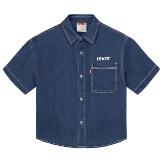 Levi's李维斯儿童牛仔衬衫短袖夏季新款经典水洗男童女童衬衣童装   【建议身高98-104cm】