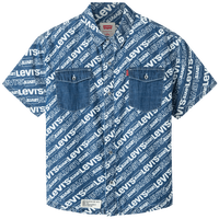 Levi's 李维斯童装夏季新款男童牛仔衬衫儿童舒适字母印花短袖上衣 150 /72 【建议身高140-152cm】