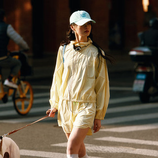 艾莱依（ERAL）原纱防晒短裤2025女夏季休闲凉感薄款侧边开叉高腰阔腿五分裤 天青蓝 S 155