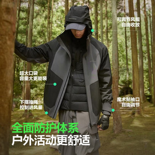 波司登（BOSIDENG）于适同款鹅绒羽绒服男女同款三合一防风防水潮流拼色功能外套 玫雾粉 黑色171A 160/84A