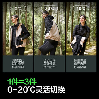 波司登（BOSIDENG）于适同款鹅绒羽绒服男女同款三合一防风防水潮流拼色功能外套 玫雾粉 黑色171A 160/84A