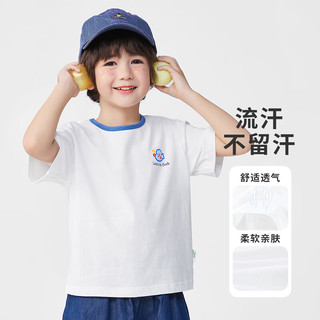 木木屋男女童儿童白色t恤半袖上衣男童短袖中大童纯棉 趣味灯笼 130 cm 身高119-128cm