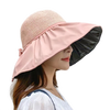 衣起纤手女春夏季黑胶涂层蝴蝶结遮阳帽大檐镂空遮脸防晒太阳渔夫帽