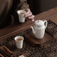 意叁 仿宋定窑定瓷刻花中式复古通用功夫茶具莲瓣闻香茶杯单杯