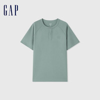 GAPGap男女装2024夏季新款亨利领短袖T恤简约纯色宽松百搭上衣504505