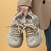 La Chapelle拉夏贝尔 运动鞋女款厚底休闲鞋女鞋百搭女鞋轻便时尚老爹鞋 灰卡色 37