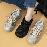 La Chapelle拉夏贝尔 运动鞋女款厚底休闲鞋女鞋百搭女鞋轻便时尚老爹鞋 灰卡色 40