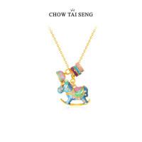 今日必买：CHOW TAI SENG 周大生 情人节礼物首选！彩色摇摇木马项链时尚银S925珍珠锁骨链
