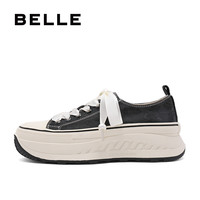 母亲节百丽新中式帆布鞋女厚底增高百搭休闲鞋B1951CM3 黑色 34