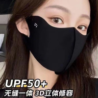 小冰皮口罩 冰丝面罩 防晒遮阳护眼角 防紫外线透气 3片装 黑色