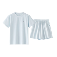 海澜之家【最呼吸-Air8S】睡衣女士圆领防晒速干可外穿短袖短裤家居服套装