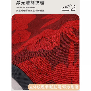 红色高级入户门地垫蛇年大门口进门耐脏免洗脚垫别墅豪宅高端地毯 顺遂灰色-新春平安-激光刺绣入户垫