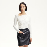 2.8Vero ModaT恤女25夏季斜肩可调系带收腰褶皱325102029 本白色 S