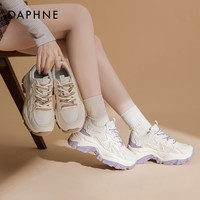 达芙妮厚底老爹鞋女2025年春秋女鞋网面透气小众设计感运动休闲鞋