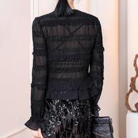 【气质肌理感褶皱衬衣】春秋装温柔甜美花边小衫女式长袖衬衫