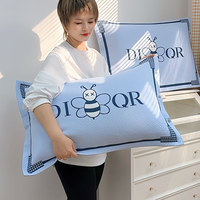 香雅 XUNYAR 按扣式纯棉纱布枕套一对装加大加厚枕套家用单成人透气吸汗枕芯套