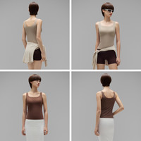 蕉内凉皮501Cool Air女方领背心抗菌带杯上衣美背内搭吊带打底衫 L 平原灰