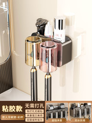 随用 SHOWYOUNG 吸盘牙刷置物架壁挂式免打孔卫生间漱口杯架家庭电动牙膏牙刷架子