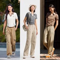 森马 SemirPOLO衫女短款设计感绑带美式复古辣妹夏季修身印花上衣小心机