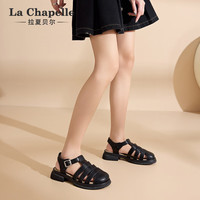 La Chapelle拉夏贝尔女鞋罗马凉鞋女夏季包头厚底户外休闲单鞋子女 黑色 37