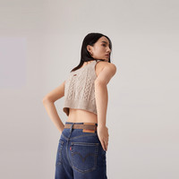 Levi's李维斯秋冬女士美式修身显瘦小资ins风短款针织毛衣背心