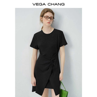 VEGA CHANG短袖T恤女2025年夏纯色翻领修身休闲百搭正肩上衣 珍珠白 L