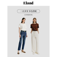 Eland衣恋短袖T恤女纯棉基础款正肩合体版型内搭打底上衣夏季 象牙白/白色(39)Ivory-B款EERAE37R01 XS/155