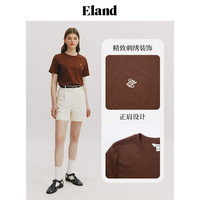 Eland衣恋短袖T恤女纯棉基础款正肩合体版型内搭打底上衣夏季 象牙白/白色(39)Ivory-A款EERAE23E02 M/165