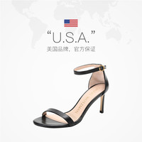 SW思缇韦曼 女士牛皮革高跟凉鞋 NUNAKEDSTRAIGHT脚蹬裸色单鞋 BLACK SUE SUEDE 黑色 38.5