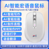 虎猫AI智能语音鼠标声控打字搭载DeepSeek+科大讯飞星火大模型智能写作PPT表格粤语输入滑鼠无线蓝牙 灰白色 2.4G+蓝牙