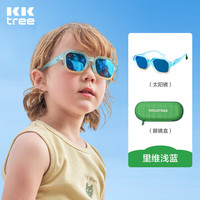 kocotreekk树儿童太阳镜大框渐变男童宝宝墨镜防紫外线女童时尚防晒 里维浅蓝-方框