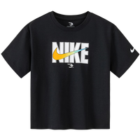 NIKE 耐克男女童纯棉短袖T恤2025夏季撞色logo儿童宽松上衣 正黑色 150 /72 【建议身高140-152cm】
