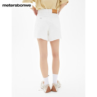 美特斯邦威女多色牛仔短裤夏时尚休闲舒适潮流毛边净色纯棉直筒裤 165/72A/L