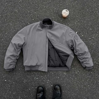飞行夹克外套男款春季美式高街cleanfit廓形冲锋短款教练棒球服潮 灰色 【常规款】 3XL