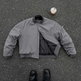 飞行夹克外套男款春季美式高街cleanfit廓形冲锋短款教练棒球服潮 灰色 【常规款】 3XL
