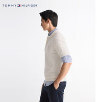 TOMMY HILFIGER【纯色肌理感】25夏季男纯棉通勤POLO衬衫领短袖针织衫04331 米白色YBI 2XL （：180-195斤）