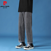 皮尔卡丹牛仔裤男2025夏季宽松直筒阔腿裤美式复古休闲长裤子男士 灰色 2XL